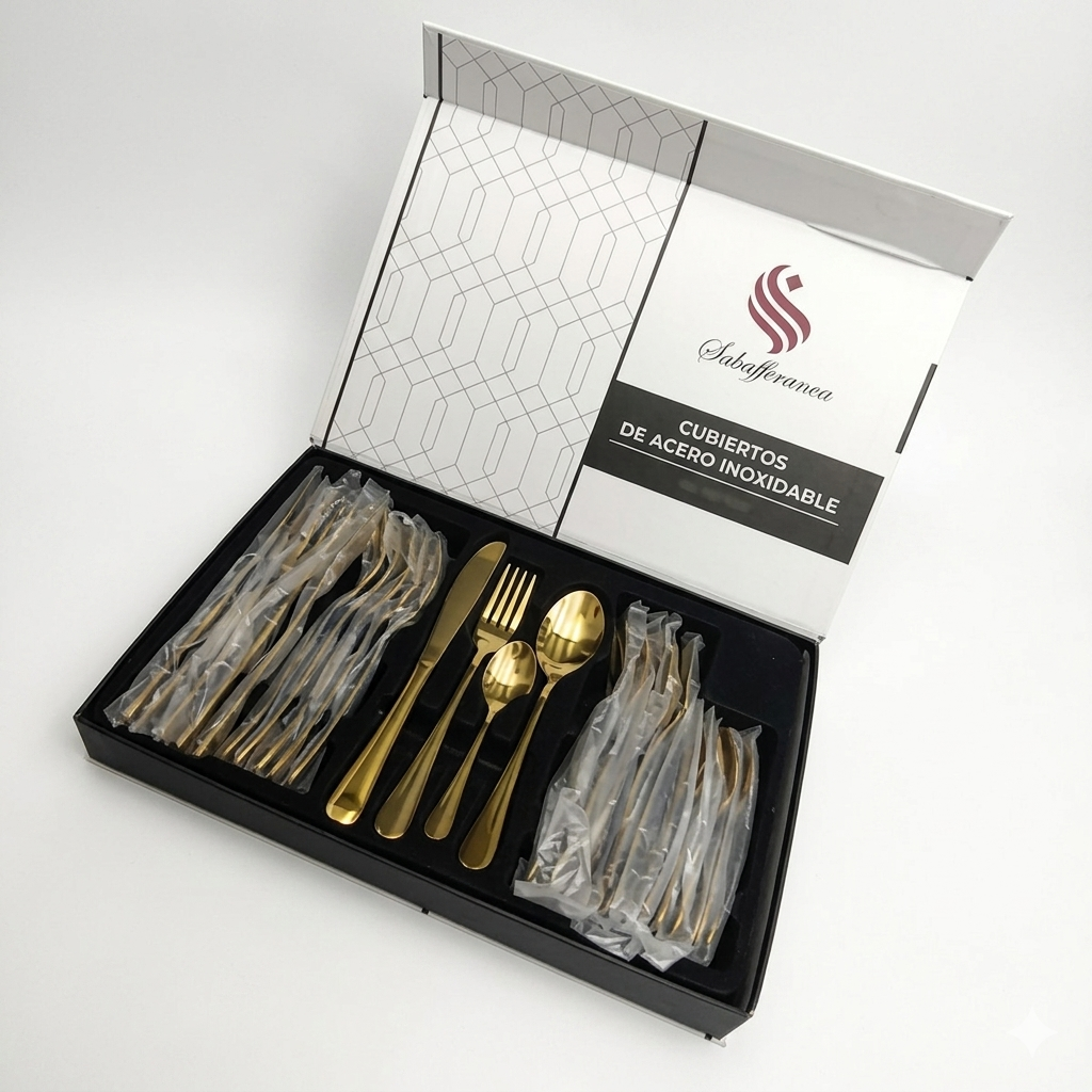 Juego De Cubiertos Premium De Acero Inoxidable Dorado – Set De 24 Piezas Schaffhausen