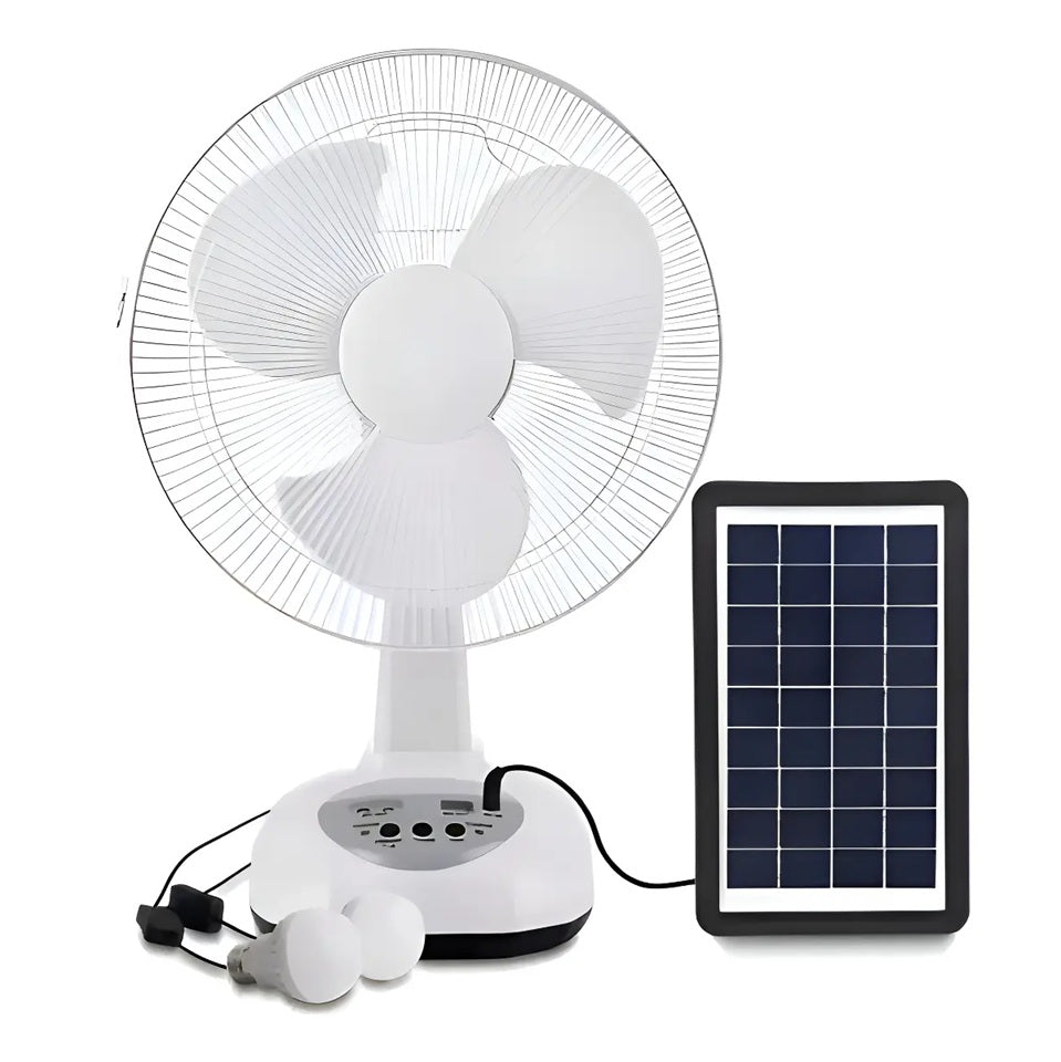 Ventilador Solar De 12 Pulgadas Silencioso De 2 Velocidades Estructura Blanco GDTimes 8012