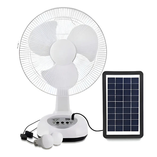 Ventilador Solar De 12 Pulgadas Silencioso De 2 Velocidades Estructura Blanco GDTimes 8012