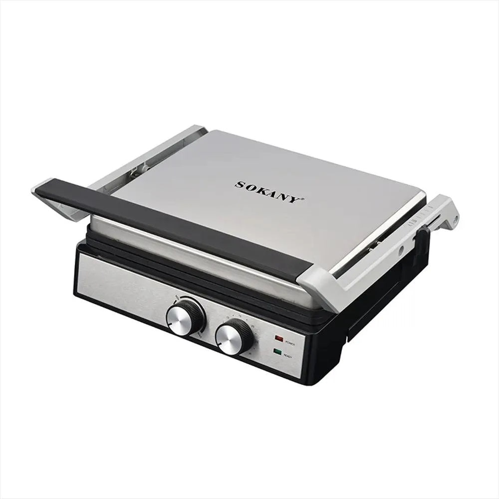 Tostadora Eléctrica Sokany Sk08050 Con Parrilla De Contacto, Apertura De 180 Grados