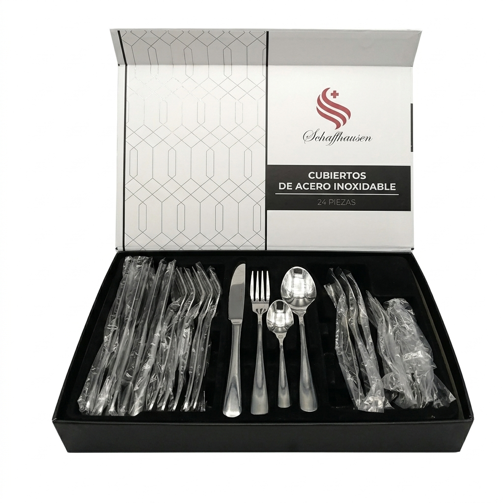 Juego De Cubiertos Premium De Acero Inoxidable Plateado – Set De 24 Piezas Schaffhausen