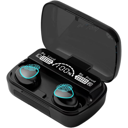 Audífonos Inalámbricos Bluetooth M10 V5.1 Con Power Bank Y Control Táctil Negro
