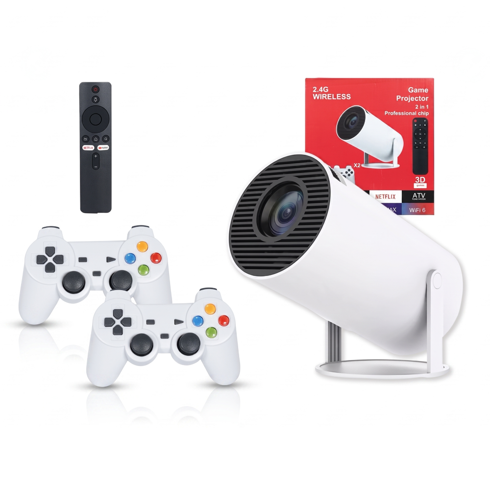 Proyector X30 Inteligente 2 En 1 + Consola De Juegos + 2 Controles Inalámbricos (WiFi 6 / App Store)