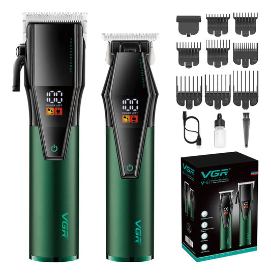 Kit Vgr Maquina Cortadora De Cabello V677 Barbera Patillera Set Profesional