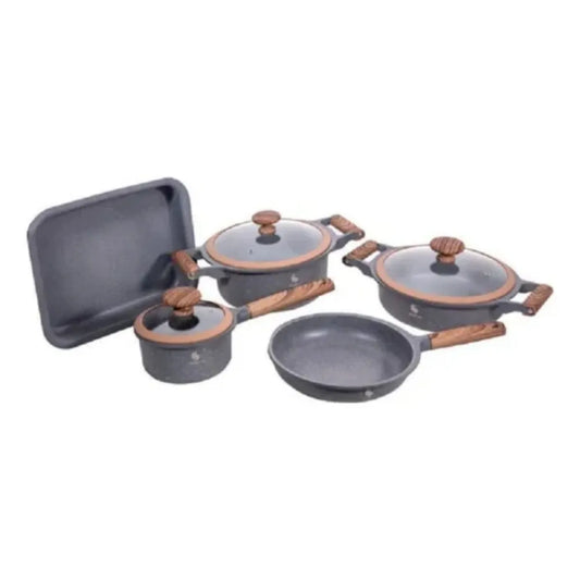 Batería Ollas Granito 8 Pzs Schaffhausen Antiadherente Gris