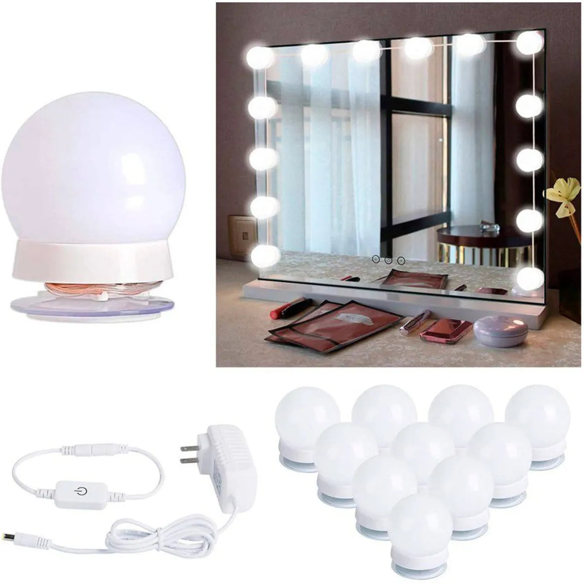Luces Led Para Espejo Extension 10 Tocador Multifuncional 3 Tonos