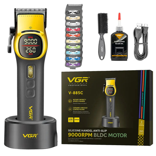 Máquina Cortar Pelo Barberia Clipper Vgr V-885c Profesional Color Amarillo