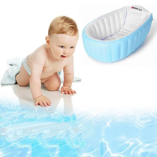 Bañera Tina Inflable Azul Para Bebés Portátil Antideslizante Y Cómoda
