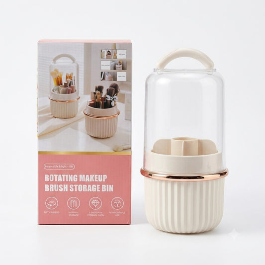 Organizador De Brochas De Maquillaje Giratorio 360° Con Tapa