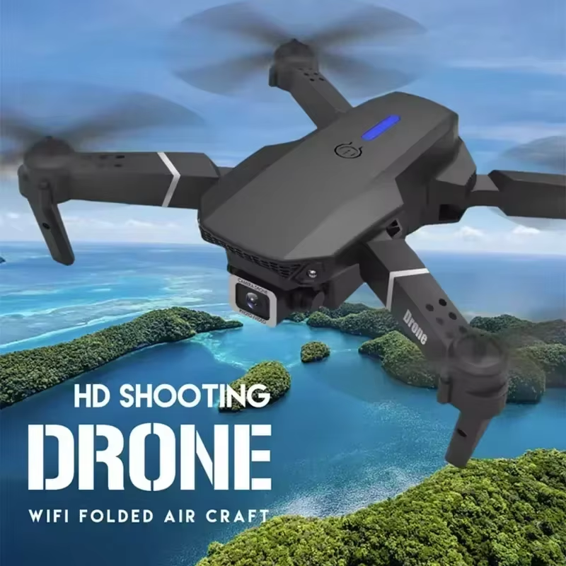 Drone E88 Con Doble Cámara Hd Negro 2.4ghz 2 Batería
