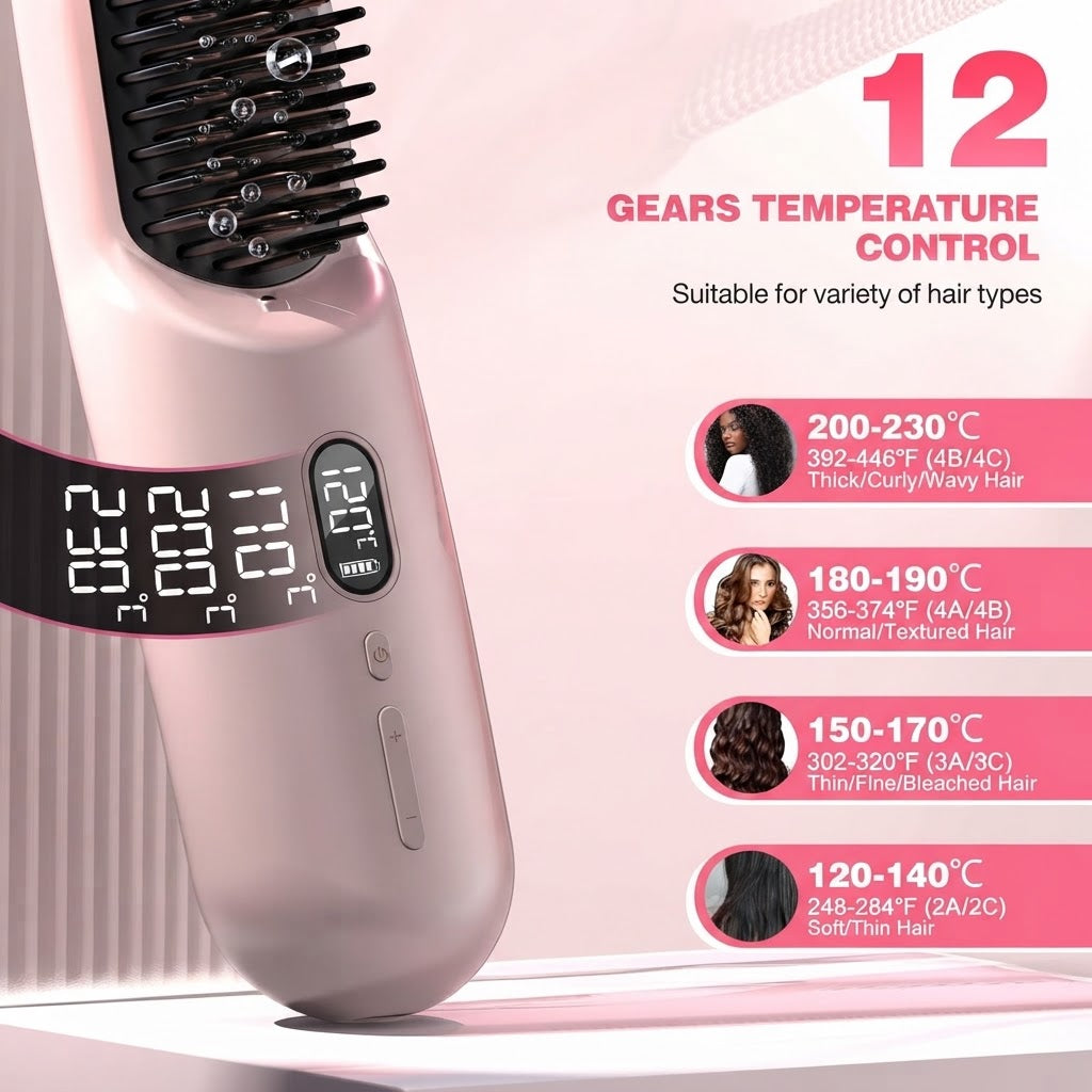 Cepillo Plancha Alisadora De Pelo Peine Caliente Usb Recargable