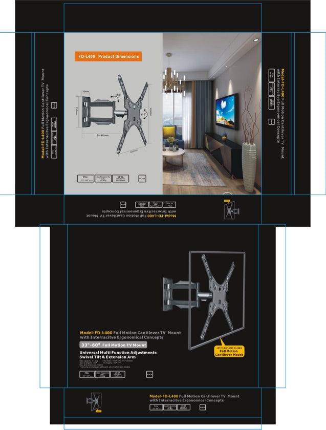 Soporte De Pared Para Tv 33 A 60 Pulgadas Inclinable Negro