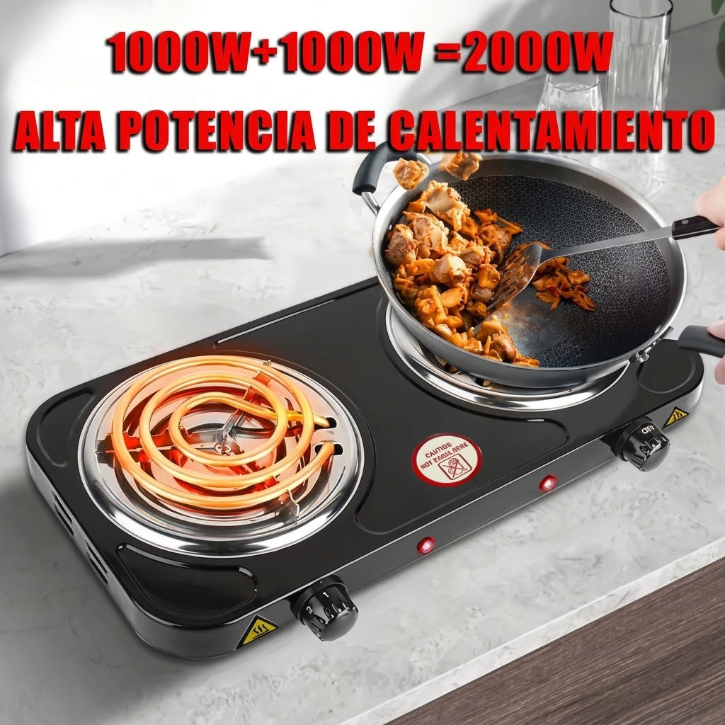 Estufa Electrica Negra Dos Puestos Jx-2020B