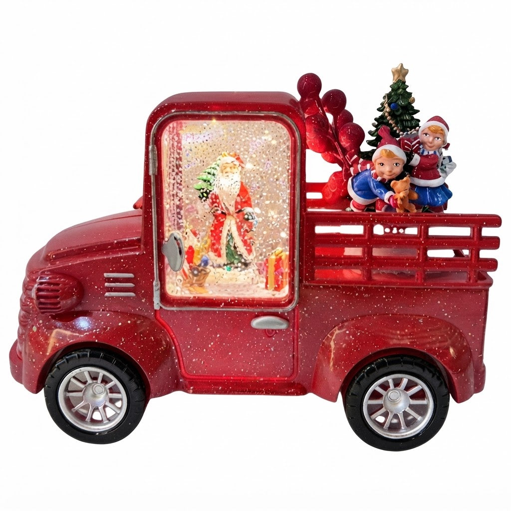 Camión Navideño Musical DS833G Con Luces y Sonido USB Pilas Rojo 25x18 cm