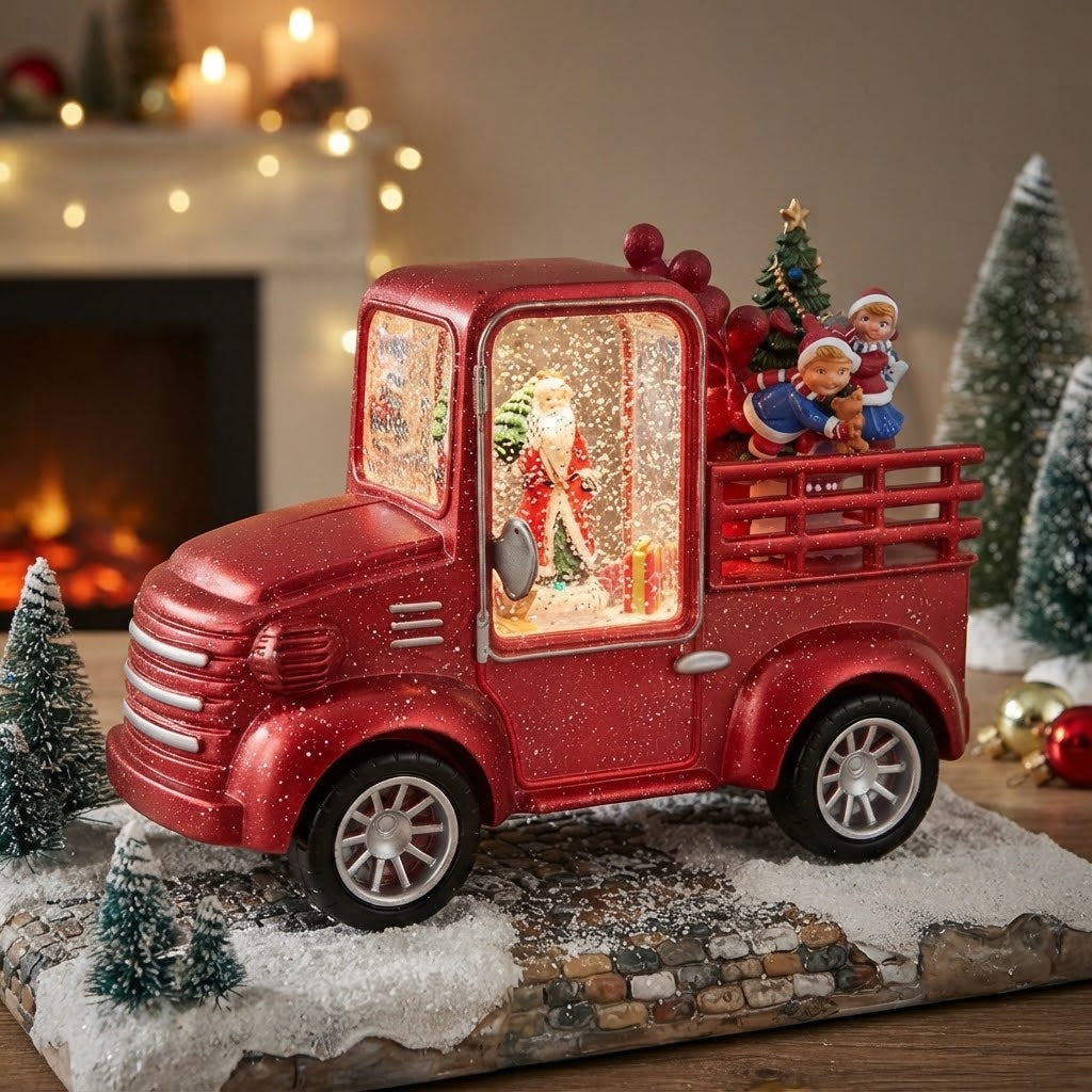 Camión Navideño Musical DS833G Con Luces y Sonido USB Pilas Rojo 25x18 cm