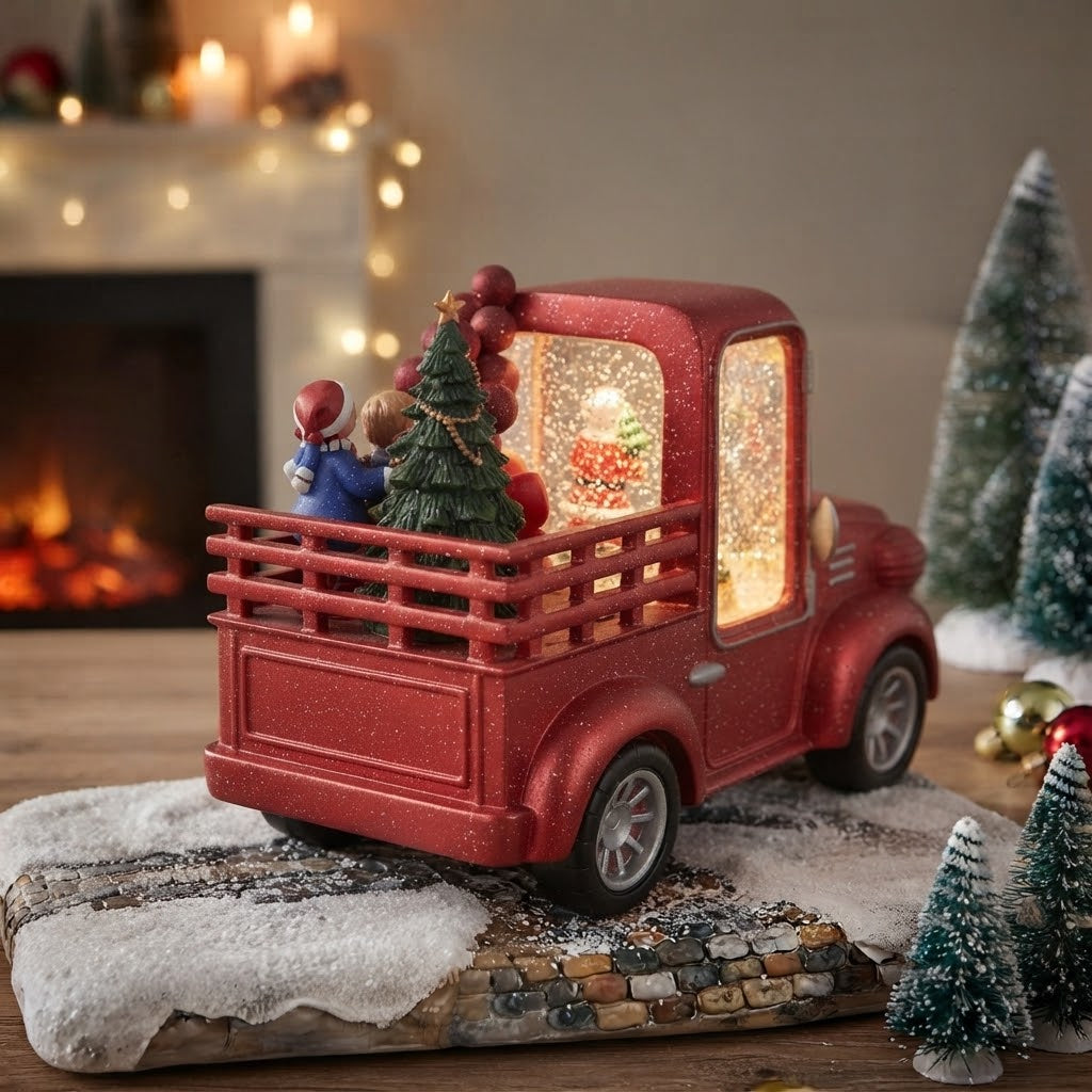 Camión Navideño Musical DS833G Con Luces y Sonido USB Pilas Rojo 25x18 cm
