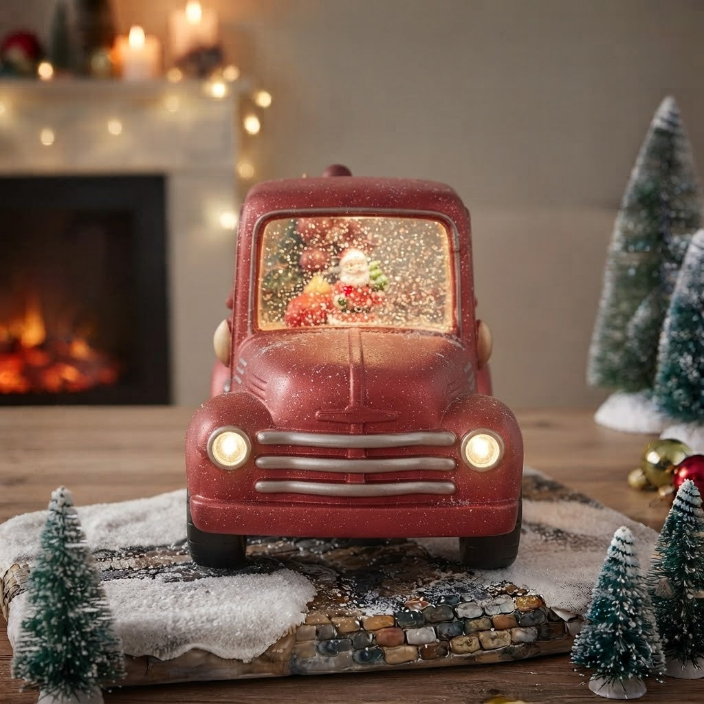 Camión Navideño Musical DS833G Con Luces y Sonido USB Pilas Rojo 25x18 cm