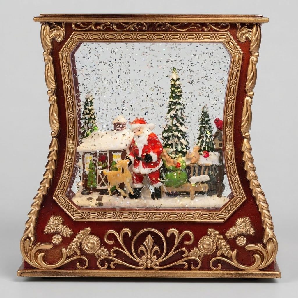 Gramófono Navideño DS801H Musical Led Con Luz Y Nieve