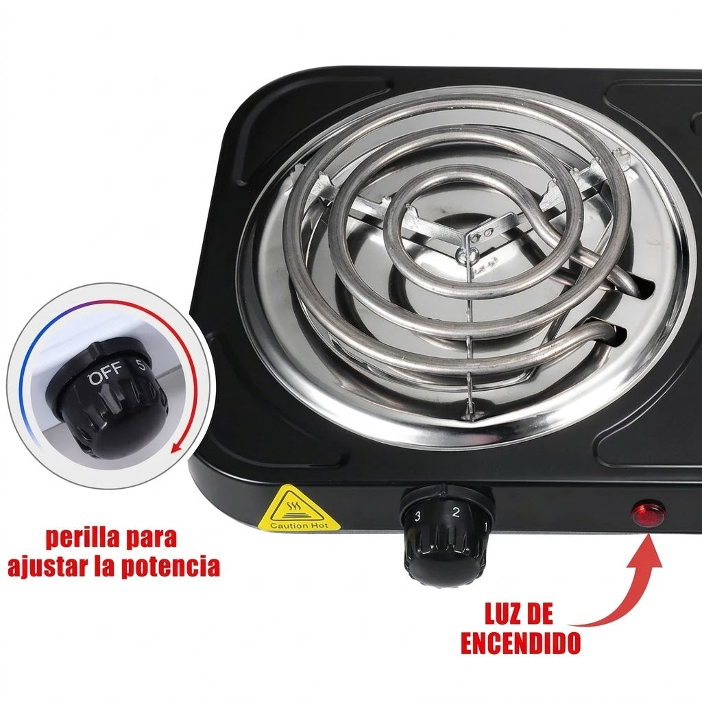 Estufa Electrica Negra Dos Puestos Jx-2020B