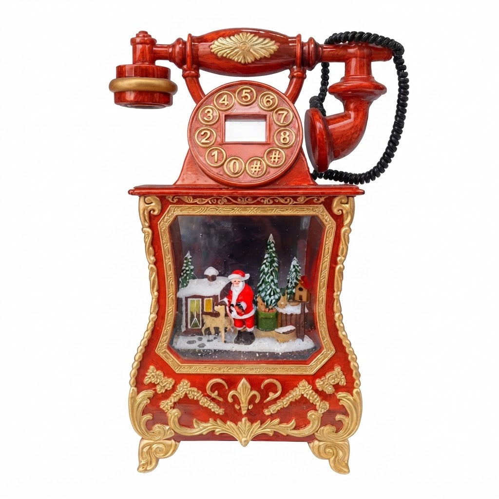 Telefono Navideño DS804I Decorativo con Papa Noel y Luz Con Efecto Nieve