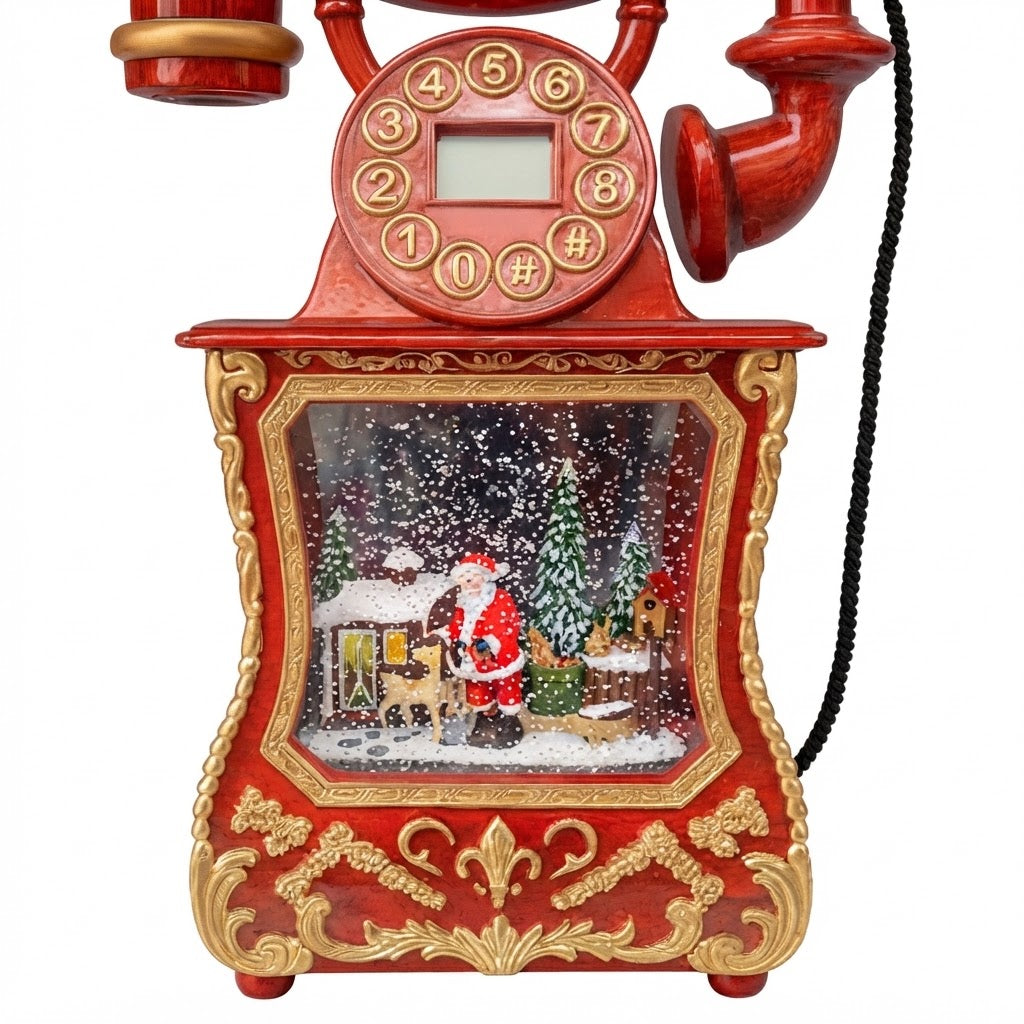 Telefono Navideño DS804I Decorativo con Papa Noel y Luz Con Efecto Nieve