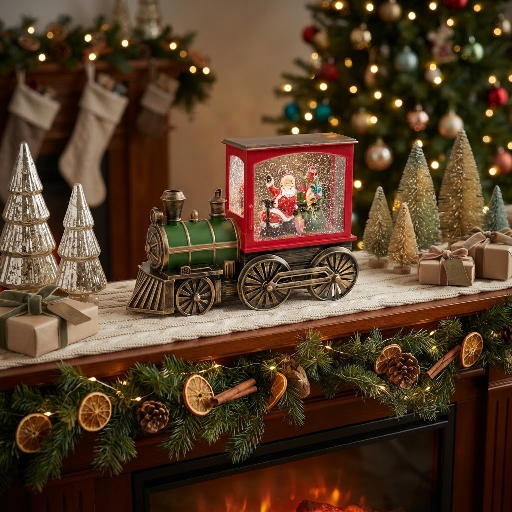 Tren Navideño Musical DS241 Papa Noel Regalos Luz Led Efecto Nieve