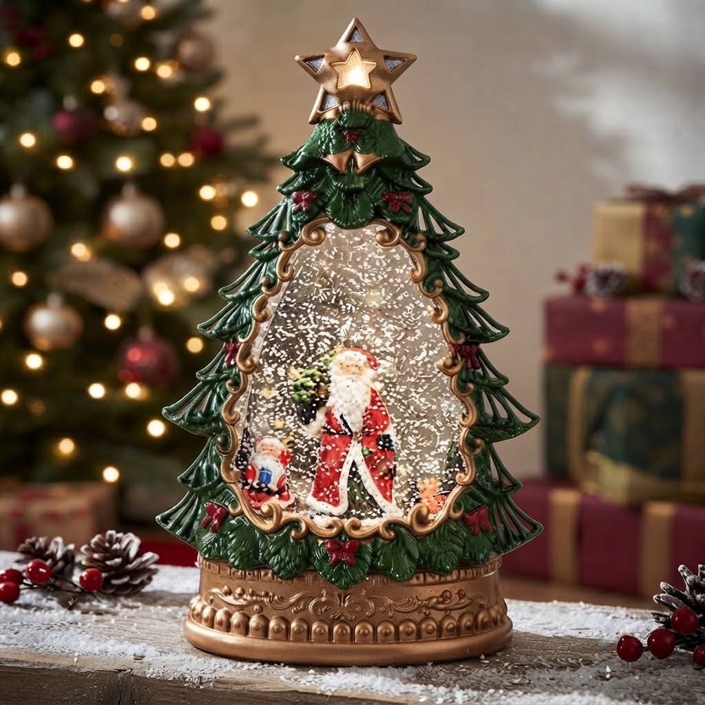 Lampara Arbol Navideño DS2519C Papa Noel Efecto Nieve Luz y Sonido