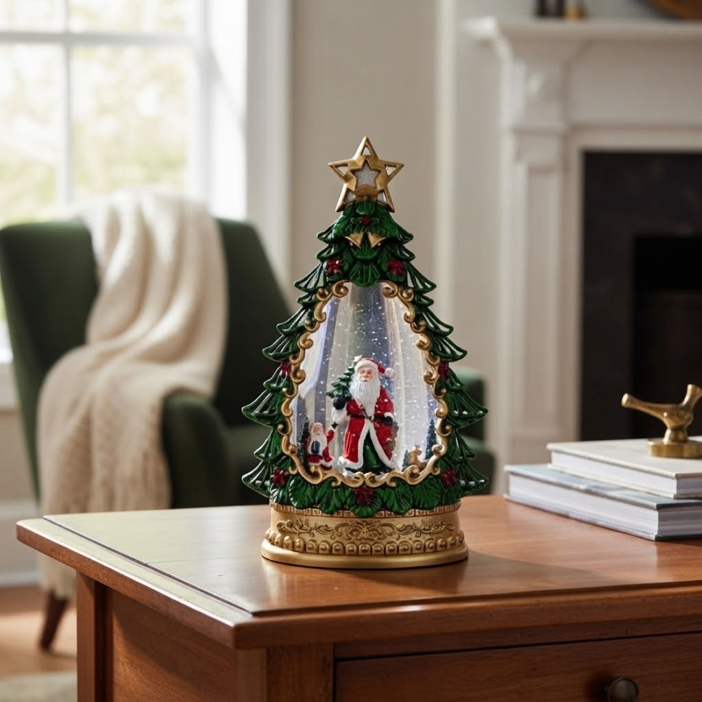 Lampara Arbol Navideño DS2519C Papa Noel Efecto Nieve Luz y Sonido