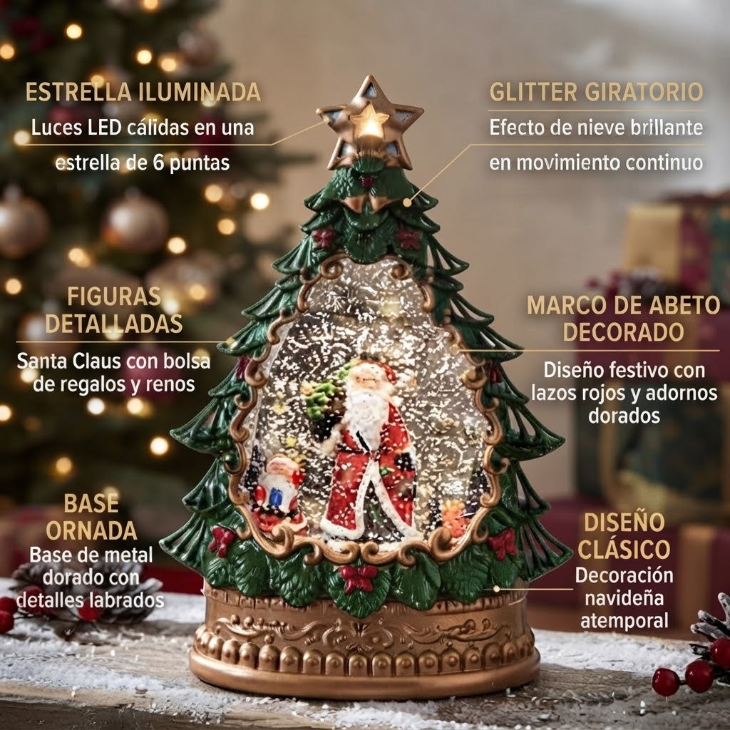 Lampara Arbol Navideño DS2519C Papa Noel Efecto Nieve Luz y Sonido