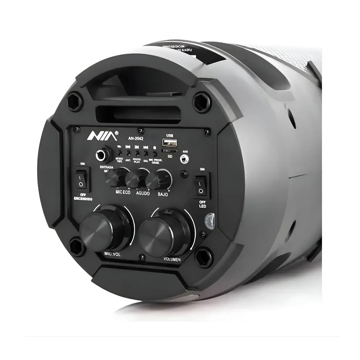 Parlante Inalámbrico Portátil NIA AN-2042 – Con Bluetooth, Luces LED, Micrófono y Control Remoto