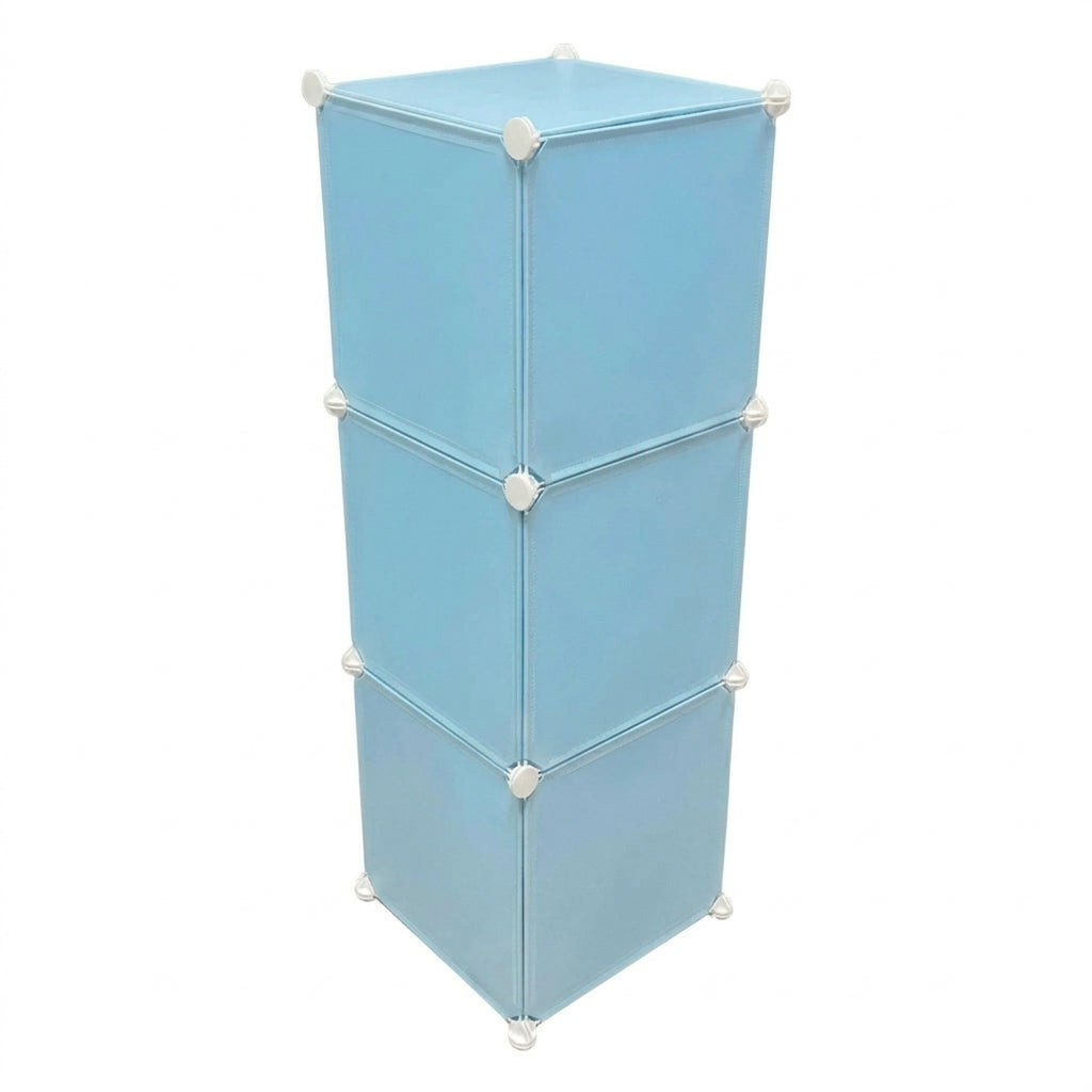 Armario Organizador Modular Infantil 3 Cubos Gatos Celeste