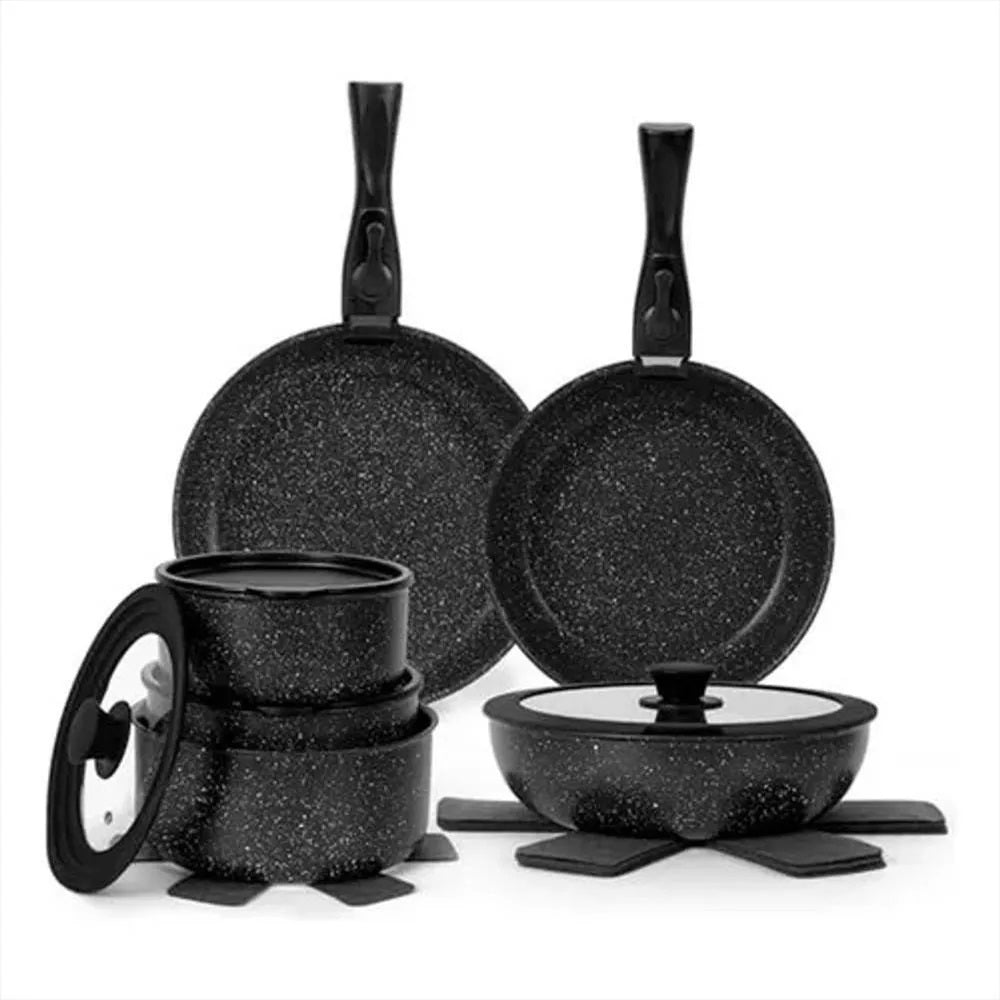 Set Juego De Ollas 17 Piezas Granito Marmol Antiadherente