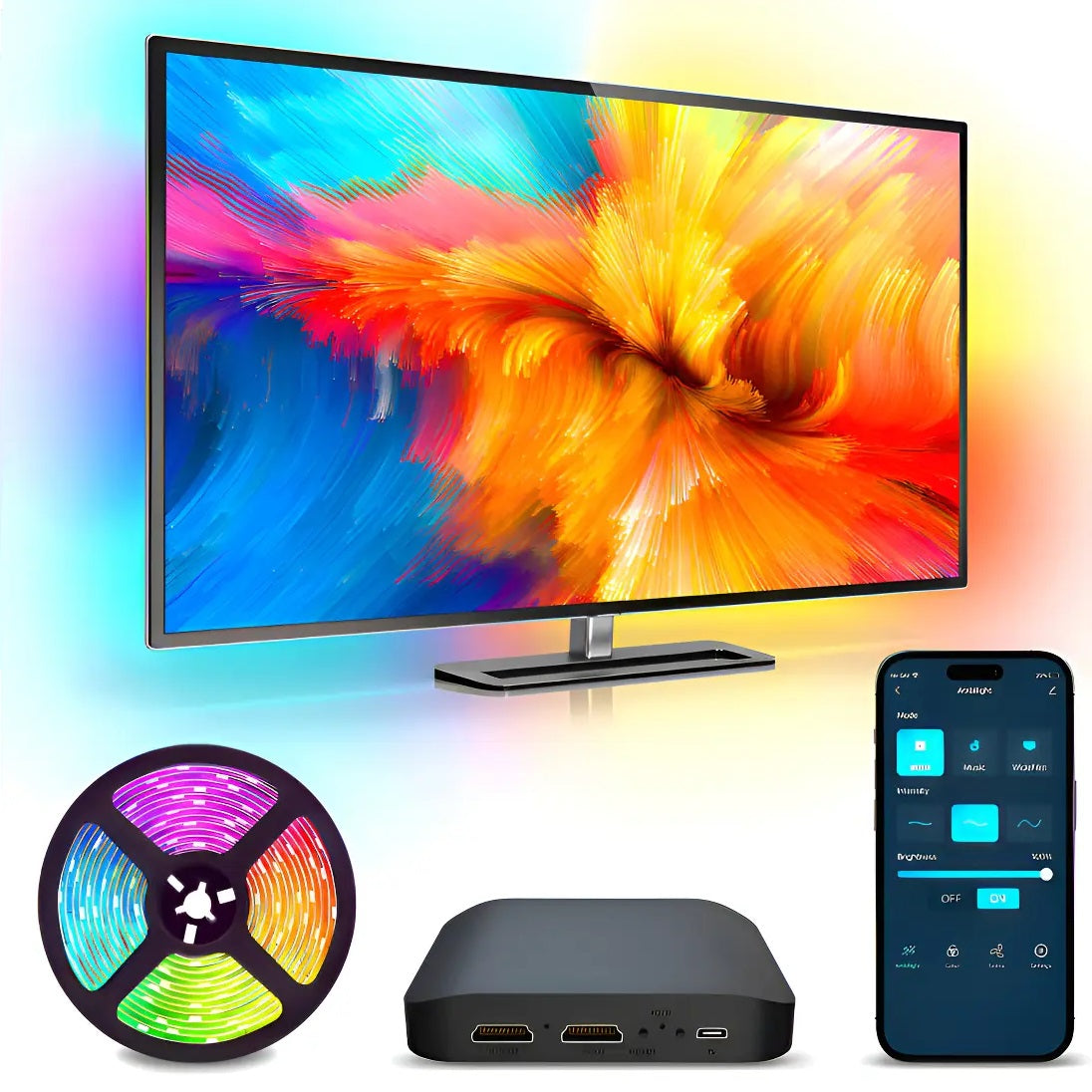 Cinta Tira Led Inmersiva Smart Para Tv 4m Con Deco Sync Box Hdmi