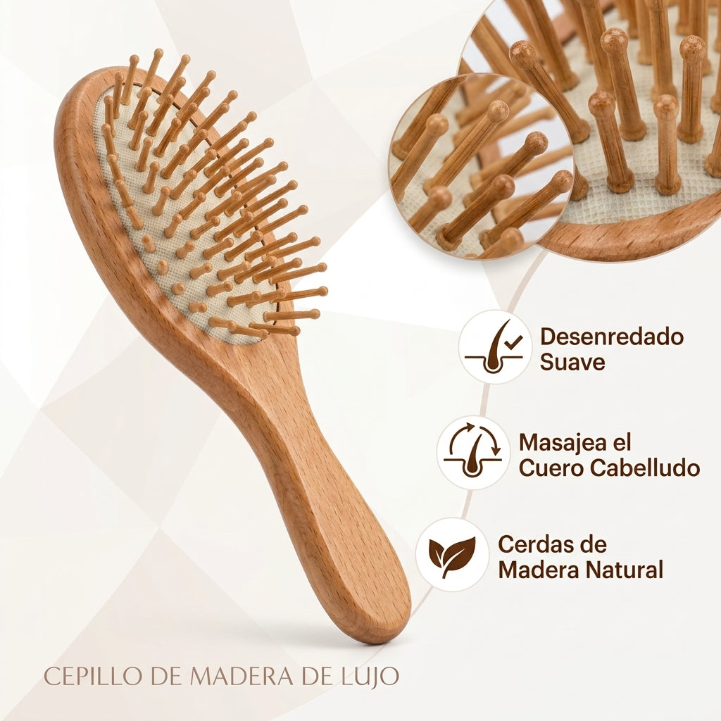 Set Cepillo y Peine de Bambú para Bebé | Cuidado Anti-Frizz y Cuero Cabelludo Delicado