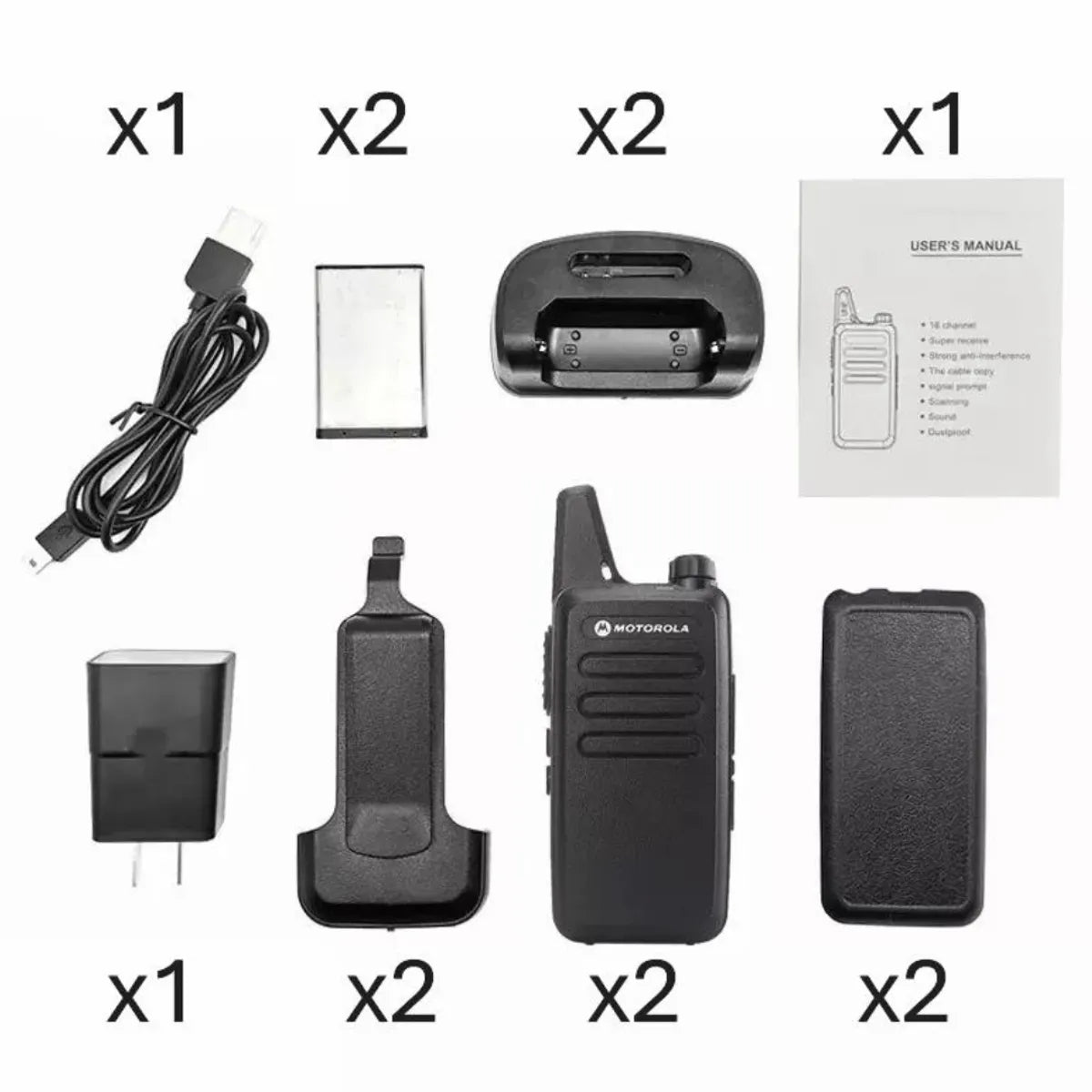 Combo 2 Radios de Comunicación Walkie Talkies Motorola C1 – Con Función VOX y Manos Libres Incluidos