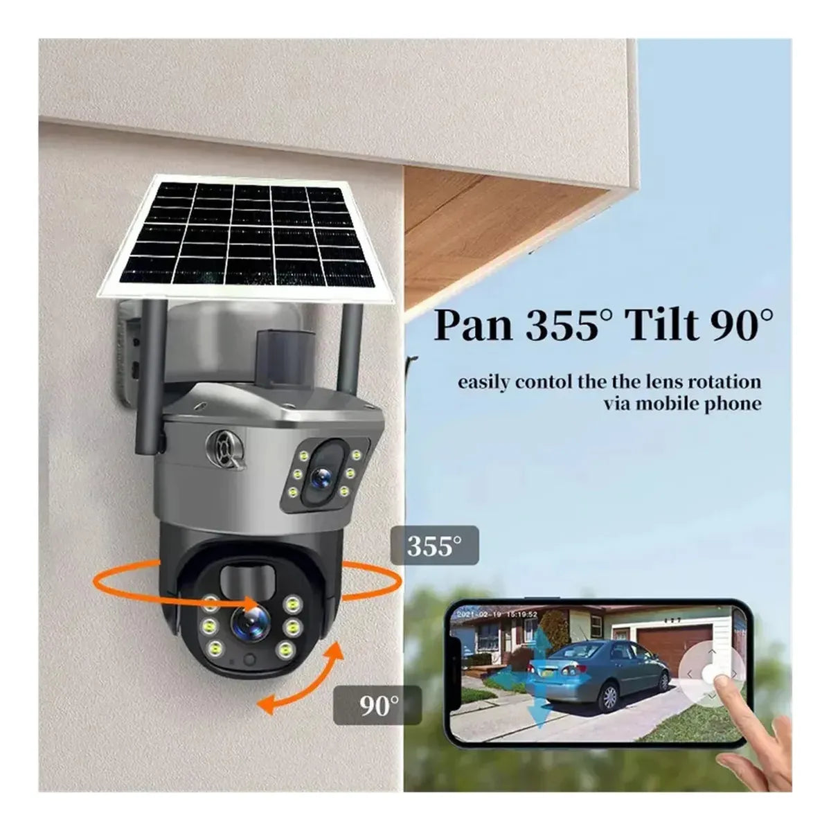 Cámara De Seguridad Wifi Con Panel Solar Doble Lente Ptz