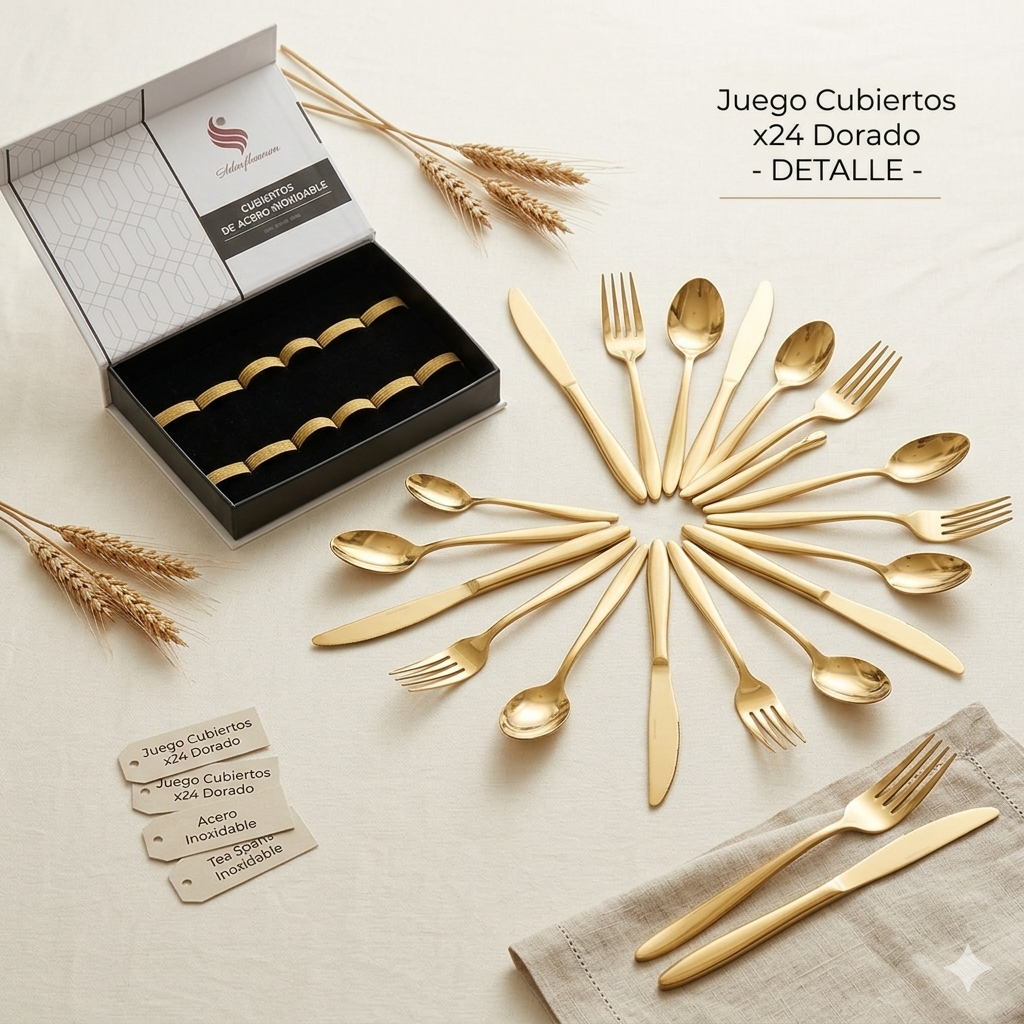 Juego De Cubiertos Premium De Acero Inoxidable Dorado – Set De 24 Piezas Schaffhausen