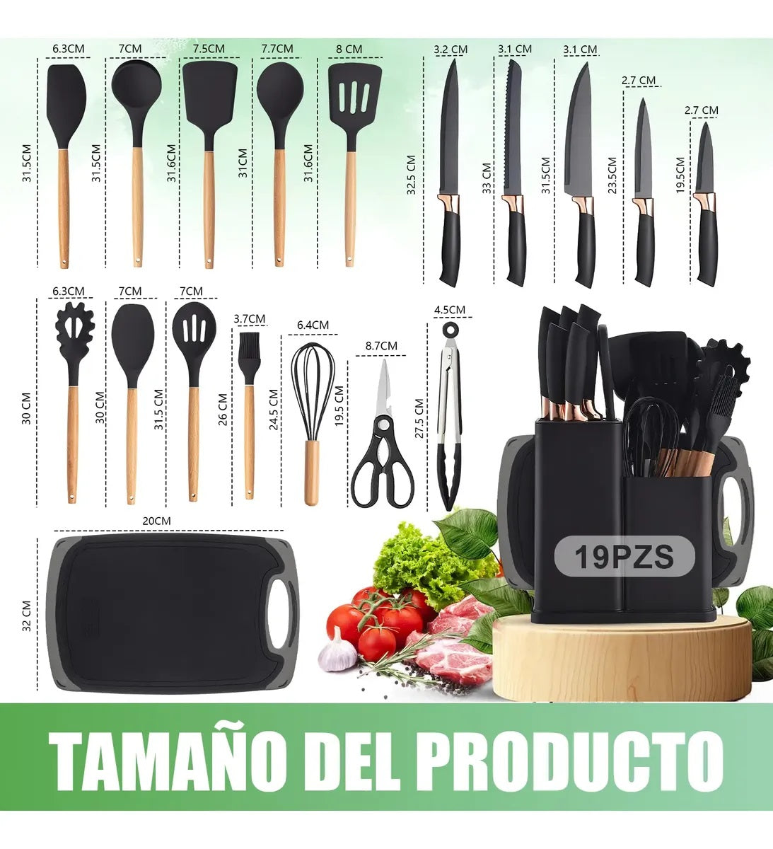 Utensilios De Cocina Silicona Espatulas Y Cuchillos 19 Set