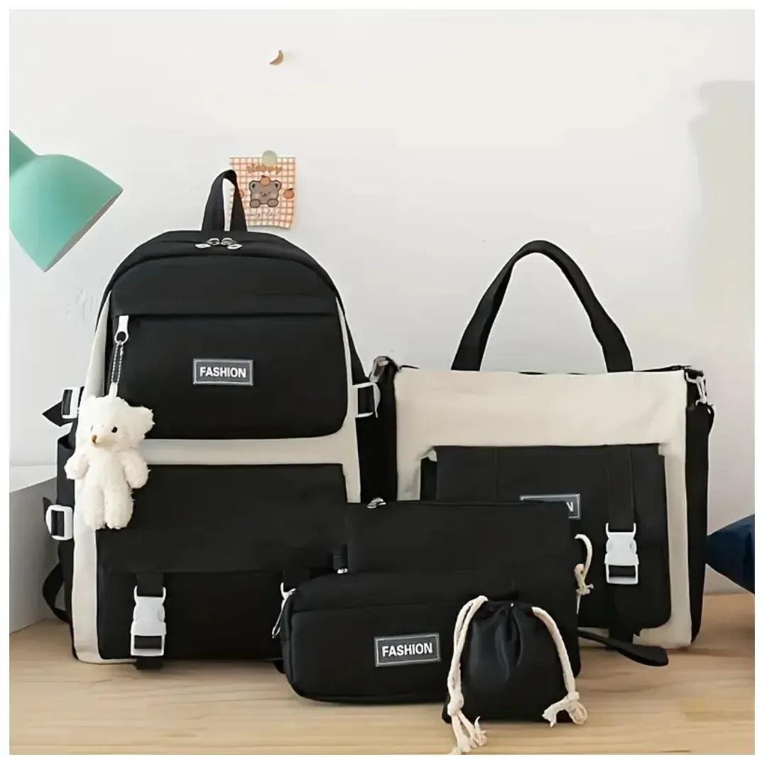 Maleta Mochila Morral Bolso Estuche Escolar Viajero 5 Piezas Negro
