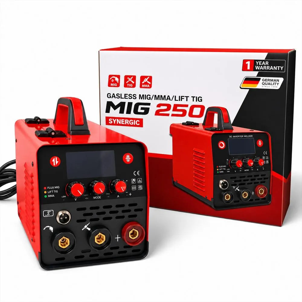 Soldadora Inversora 3 en 1 MIG 250A – Electrodo Alambre Flux Core y TIG Lift