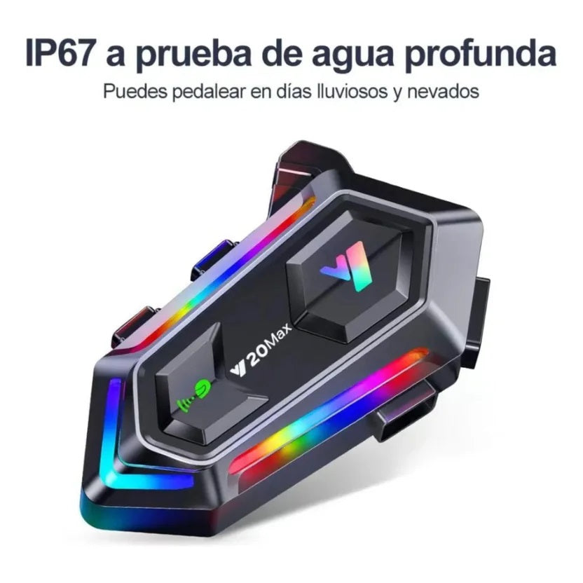 Intercomunicador para Casco KR-M2 con Bluetooth 5.3 y Luz RGB – Estilo y Conectividad en la Vía