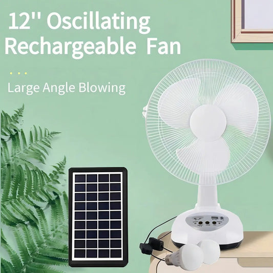 Ventilador Solar De 12 Pulgadas Silencioso De 2 Velocidades Estructura Blanco GDTimes 8012