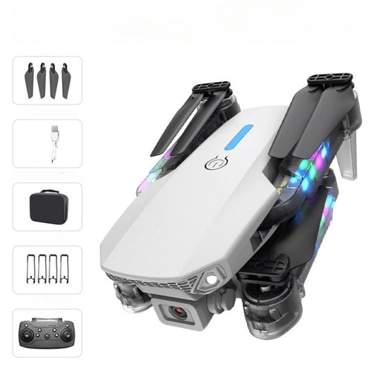 Drone E88D Max con Doble Camara HD luz RGB incluye Estuche y Repuestos