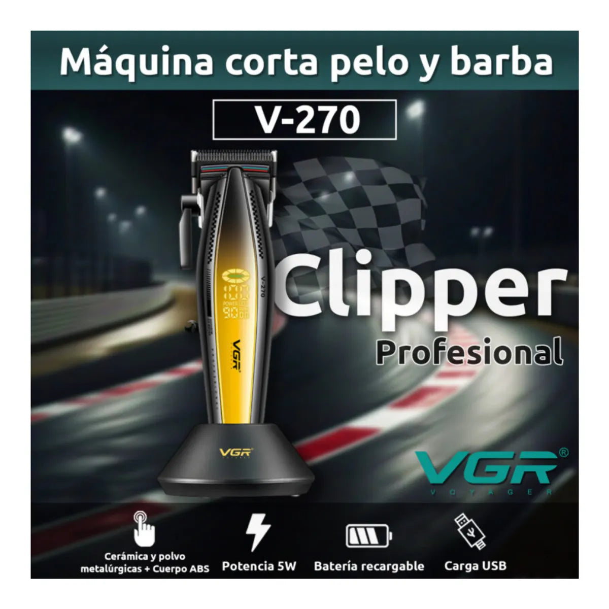 Máquina De Cabello Pro Vgr V-270 Metal 9000rpm Dorado