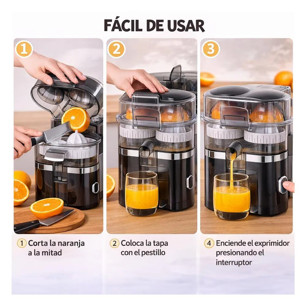 Exprimidor De Naranjas Eléctrico Automático Extractor Doble Transparente