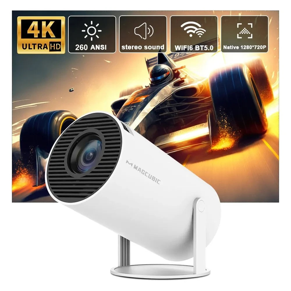 Mini Proyector Smart HY300 Portátil – Cine en Casa 4K Android 11, WiFi y Bluetooth