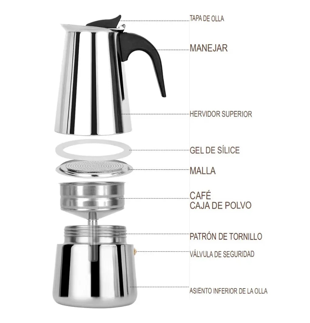 Cafetera Italiana Espresso Maker Acero Quirurgico 9 Tazas