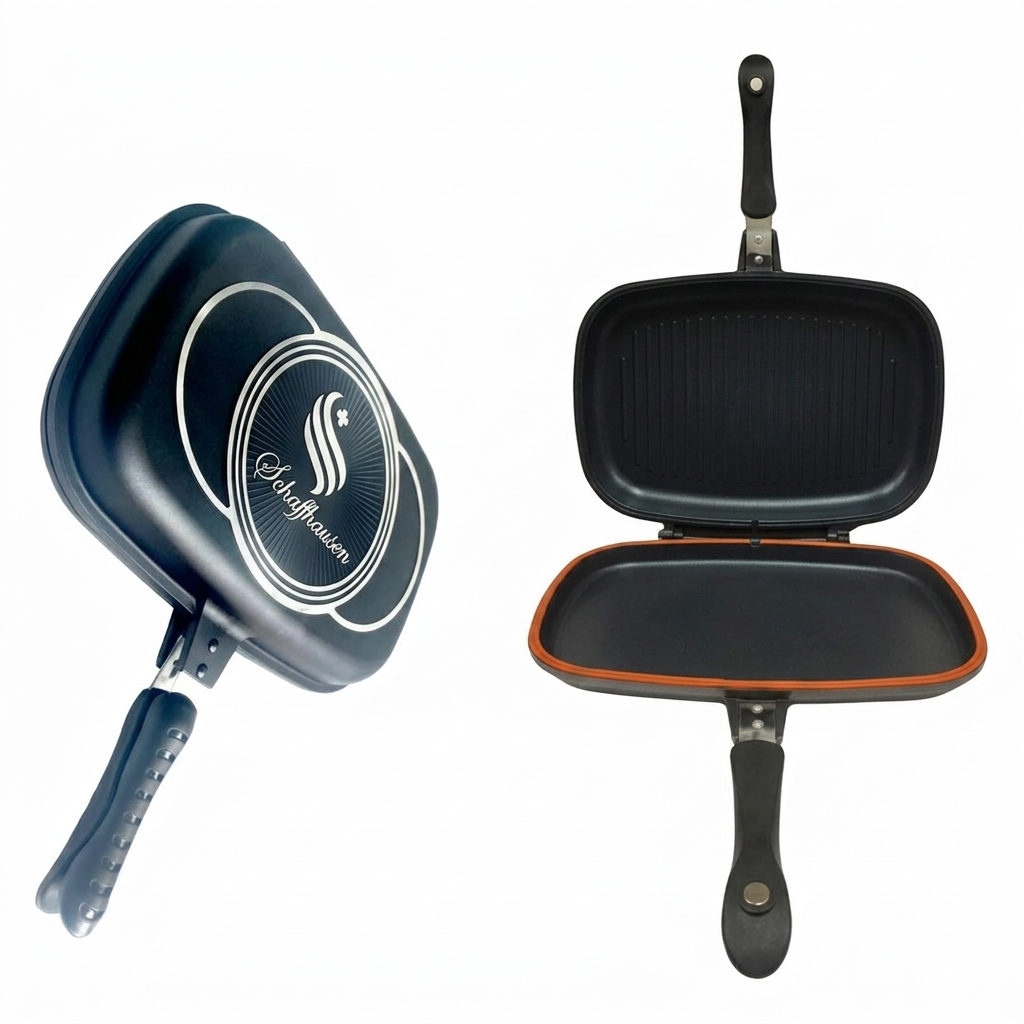 Sartén Cuadrada Dual Grill Doble Parrilla Schaffhausen Negro