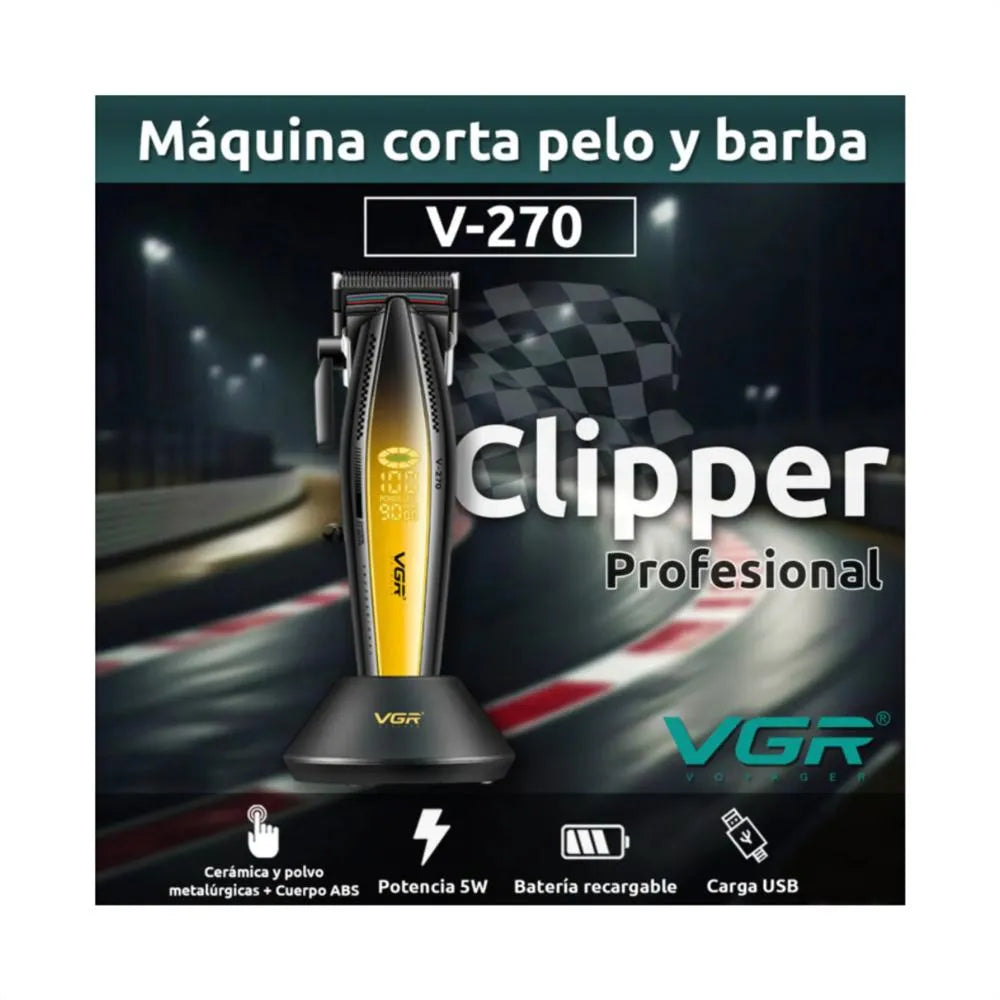 Máquina Cortadora De Pelo Profesional VGR V-270 – Patillera Trimmer Inalámbrica Cuerpo Metálico Pantalla LED