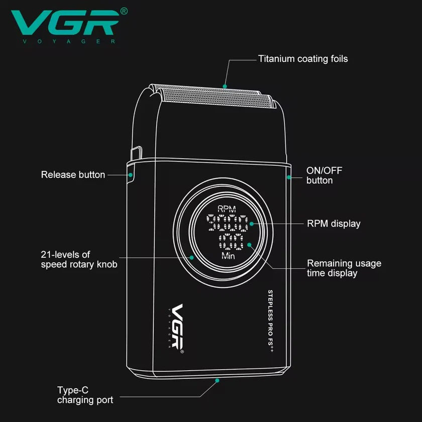 Combo Barbería Profesional VGR V-977 y V-377 – Patillera Trimmer BLDC + Afeitadora Shaver Titanium Recargable